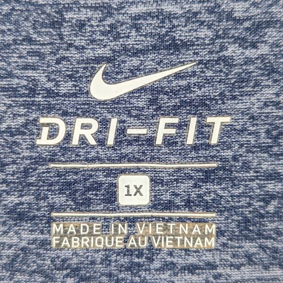 Nike Dri-Fit Women’s 1X Blue Heather Short Sleeve Performance Athletic Top - Picture 2 of 4